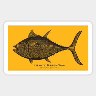 Atlantic Bluefin Tuna Fish with Common and Scientific Names Magnet